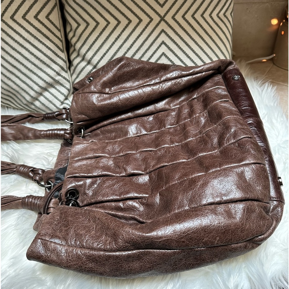 Donald J. Pliner Dark Brown Leather Large Bag